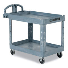 BRUTE Heavy-Duty Ergo Handle Utility Cart, Plastic, Two Shelves, 500 lb Capacity, 25.5